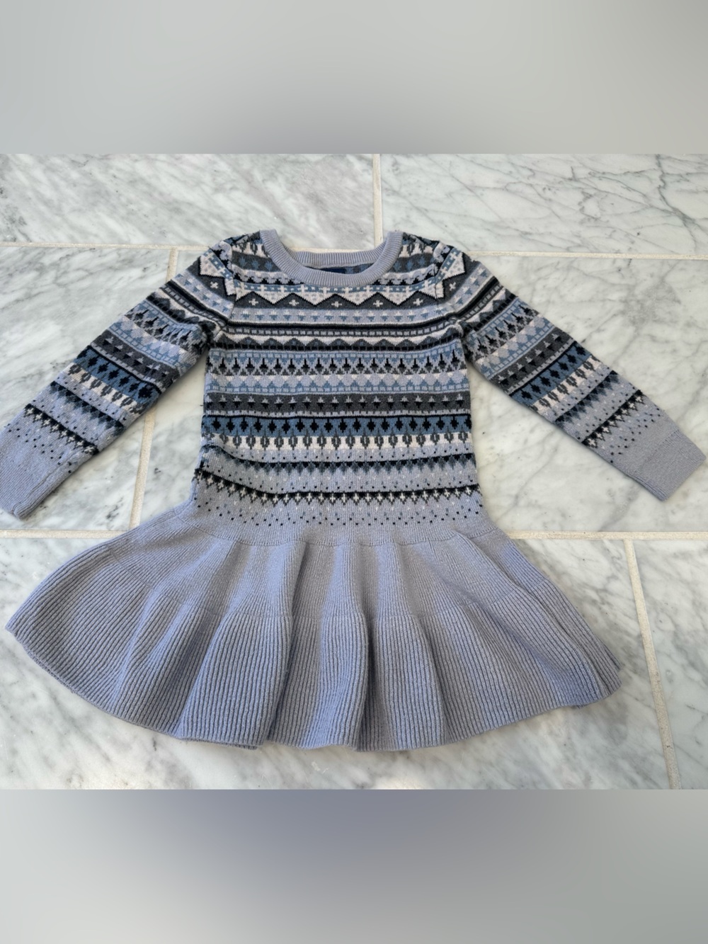 GAP Light Blue and Navy Fair Isle Knit Dress